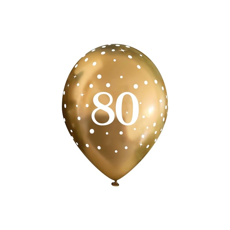 11" Latex Balloons Sparkling Fizz Gold 80th x 6pcs