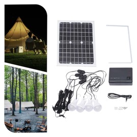 Portable Solar Generator with Solar Panel & 4 * 5W 12V LED SMD Bulbs, Solar Powered Generator Kit for Emergency Backup Power, USB DC Outlets, for Outdoors Camping Travel Hunting