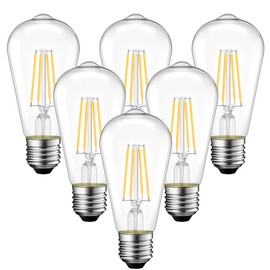 ANWIO Vintage Edison LED Lights ST58/ST19 LED Filament Lights Bulb, 4W(40 Watt Equivalent) Dimmable 2700K Warm White E26 Medium Base, Antique Glass for Home Bedroom, Office, Farmhouse 6 Pack