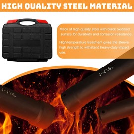 1/2 Inch Drive Extended Length Impact Socket Set, 6 Piece Extra Deep Impact Socket Set, Hex Size 3/4", 7/8", 15/16", 1-1/16", 1-1/8", 1-1/4", for High Torque Use with Case