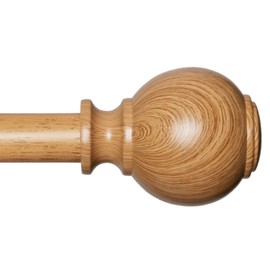 Wood Curtain Rods for Windows 72 to 144 Inches,1 inch Heavy Duty Window Curtain Rods with Imitation Wooden Grain Finials,Decorative Drapery Rods Adjustable, 28"-144"(2.3-12ft), Natural Wood