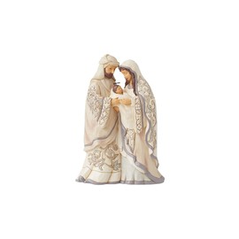 Enesco Jim Shore Heartwood Creek White Woodland Nativity Holy Family Figurine- Resin Hand Painted Crafted Collectible Decorative Figurines Christmas Home Decor Sculpture Shelf Statue Gift, 8 Inch
