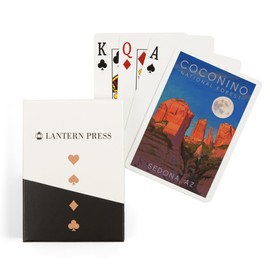 Lantern Press Coconino National Forest, Arizona, Cathedral Rock, Moon, Oil Painting (52 Playing Cards, Poker Size Card Deck with Jokers)