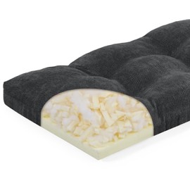 baibu 40 Inch Bench Cushion, Dual-Layer Patent Design Memory Foam Indoor Outdoor Rectangle Bench Seat Cushion, Non-Slip Standard Size Rectangle Seat Pad with Ties, 40x15x3Inch, Black