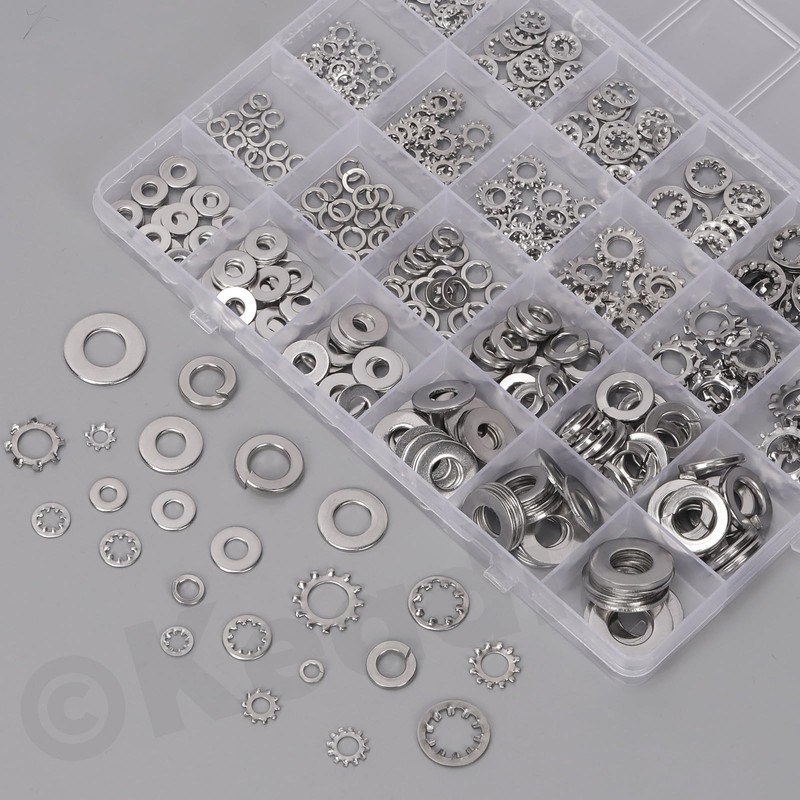 Keadic 400Pcs Split Lock Washer & External & Internal Star