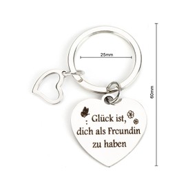 Heart-shaped stainless steel keyring for women, perfect romantic gift, ideal as a birthday gift or small gift for any occasion. Gifts for women, gift girlfriend, silver