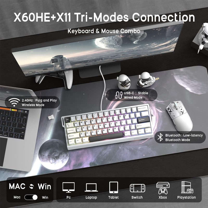 ATTACK SHARK X11 Mouse and X60 HE Keyboard Wireless Gaming