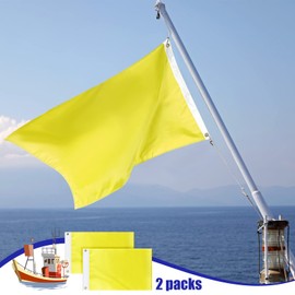 2 Pcs Yellow Quarantine Flag Blank Nautical Quarantine Message Flags Solid Color Nylon Boat Flag for Marine Sailing Port Entry, 12" x 18"