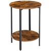 RokiaTek Round Sofa Side End Tables 2-Tier Industrial Bedside Nightsand
