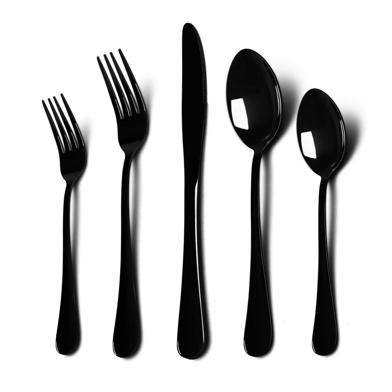 HaWare 49-Piece Black Silverware Set with Flatware Drawer Organizer, Stainless