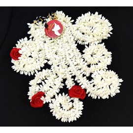 Pretty Charming Handmade Artificial Flower Plastic Gajra Veni Garland for Hair 6 Red and 6 White 13 Inch long set of 12 with freebie