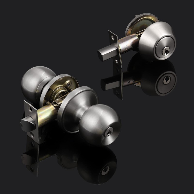 Probrico 4 Pack Keyed Alike Entry Handlset with Single Cylinder
