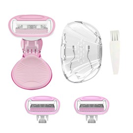 AOUGO Travel Razors for Women, 1 Count, Sensitive Skin Travel Size Razor, 2 Mini Razor Refills, Beach Vacation Essentials (Pink)