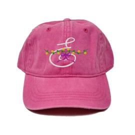 Initial cap (pink), Initial E cap hat, initial E with flowers embroidered cap, Mother's day gift, Initial with garden flowers embroidered cap, floral cap, Alphabet cap hat
