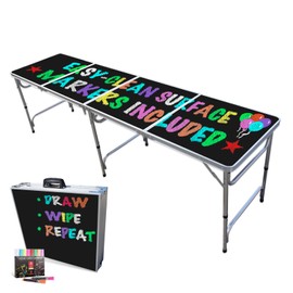 PARTYPONG PartyTable 8 Foot or 4 Foot Portable Folding Adjustable Table w/Erasable Surface - Perfect for Art, Classrooms, Birthday Parties, Picnics, BBQs & More!
