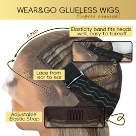 SOMIARIK 13X6 Glueless Synthetic Lace Front Wig, Wear and Go Platinum Blonde Lace Front Highlight Wig Synthetic Middle Part for Women Bleached Knots Pre plucked with Baby Hair 26 Inch