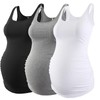 Ecavus 3 Pack Maternity Tank Tops Ribbed Ruched Side Stretchy