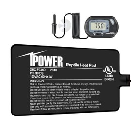 iPower 4 by 7-Inch 4W Reptile Heat Mat, LCD Digital Aquarium Thermometer, Under Tank Warmer Terrarium Heat Pad for Turtles Lizards Frogs and Other Small Animals, Multi Sizes