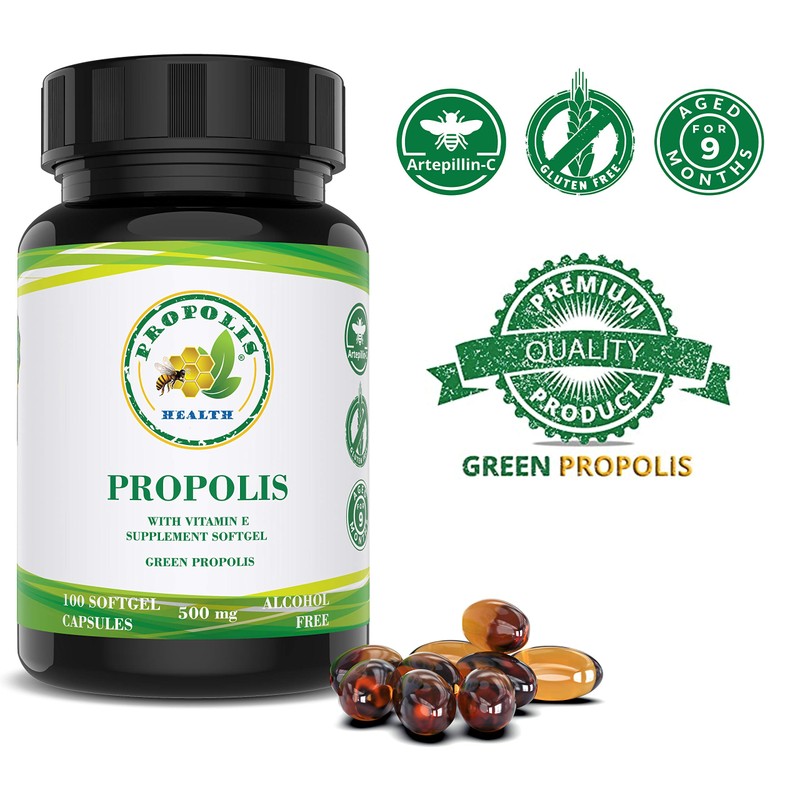 Propolis Health Propolis Capsules 1000mg-Daily with Vitamin E Per dose