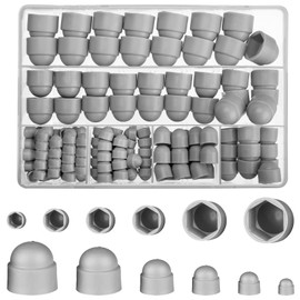 Ewwtrey 145 Pcs Screws Bolt Covers Caps, Hex Head Dome Bolt Covers, Plastic Screw Caps Cover, Hexagonal Screw Bolts Cover Protection Cap for Matching Screws, M4 M5 M6 M8 M10 M12 (Grey)