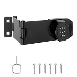 Combination Lock for Cabinet Cupboard, 3-Digit Keyless Hasp Latch Locks 3 Inch Metal Cupboard Lock Black Cabinet Locks Small Doors Security Locks