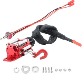 RC Crawler Winch Metal RC Car Electric Metal Winch Climbing Cars 1:10 RC Winch Red Mini Durable SCX10 D90 D110 TF2 for TRX4 KM2 Winch Mini Electric Metal Winch Red SCX10