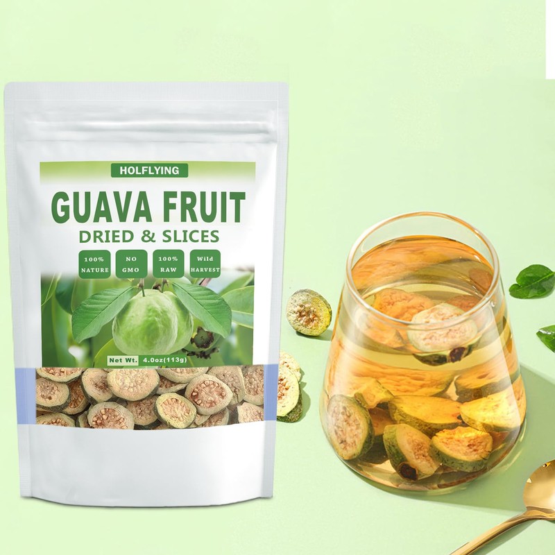 HOLFLYING Natural Dried Guava Fruit Slices, 4.0 oz