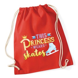 Hippowarehouse This princess wears ice skates Drawstring Cotton School Gym Bag 37cm x 46cm, 12 litres