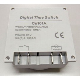 Compact and Lightweight Programmable Timer Switch Relay with Faston Terminals (DC12V) Cable Set with 4 Terminals Included (12V)
