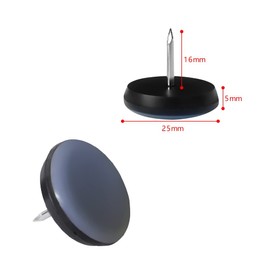 Chair Glides 1" 12/40PCS Nail On PTFE (Teflon) Furniture Sliders for Carpet or Wooden Floors Teflon Noise Cancelling (Round,25 * 25mm, 12)