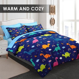 Pamnest 7 Pcs Comforter Set Full Size, Cute Dragon Bedding for Kids and Adults, Colorful Wildlife Funny Bed Sheet Sets with Fitted Sheet 2 Pillowcase & 2 Sham for Bedroom Bed Decor