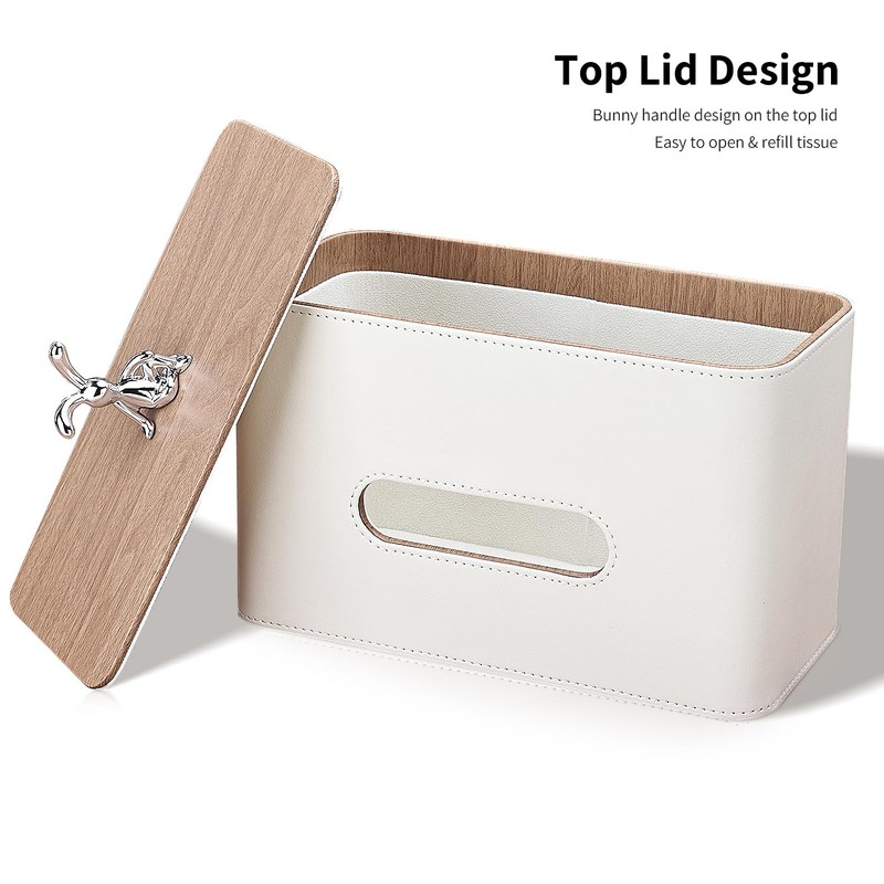 GORESE Cosmetic Tissue Box with Tray, Leather Tissue Box, Paper