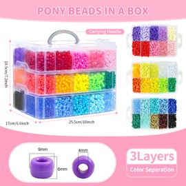 Itopstar Pony Beads Bulk for Jewelry Making, 30+ Colorful 10000+Perler Beads for Bracelets, Necklaces & Crafts, Premium Plastic Beads Kit