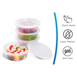 EDI [16 OZ, 50 Sets] Plastic Deli Food Storage Containers with Airtight Lids | Microwave-, Freezer-, Dishwasher-Safe | BPA Free | Heavy-Duty | Meal Prep | Leakproof | Recyclable