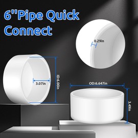 6“ PVC Pipe End Cap Fitting, 1 Pcs Pipe End Caps, Schedule 40 Furniture Grade Pipe Plug for Building PVC Furniture DIY Garden Shelf