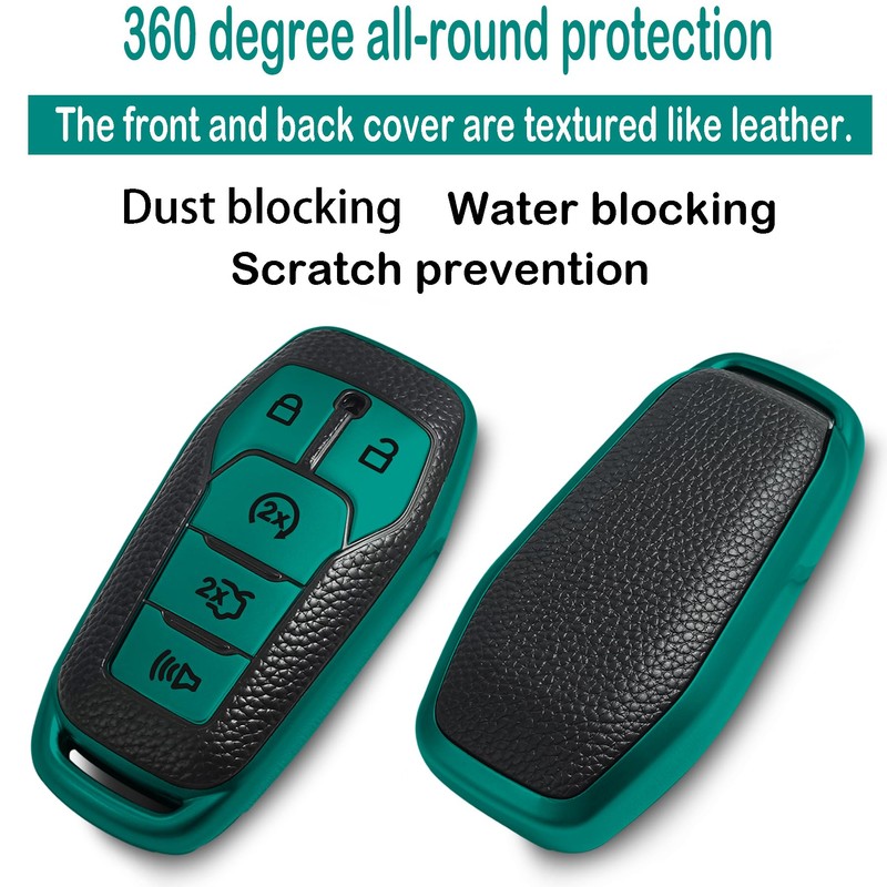 Kirsnda for Ford Key fob Cover,Texture case,with Keychain,Key Shell/Skin,5-Buttons fit