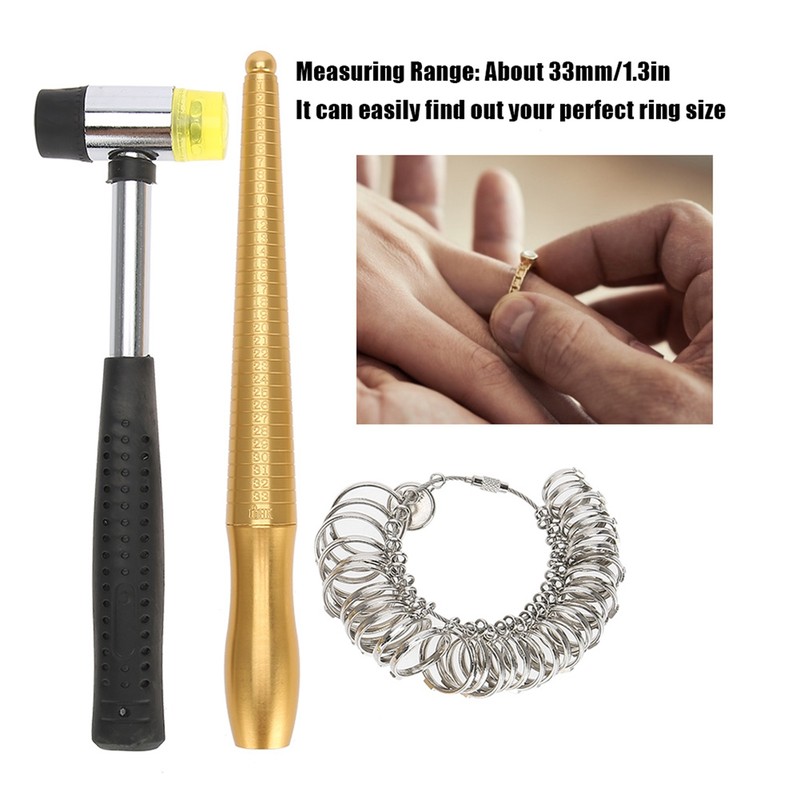 3pcs / Set Ring Mandrel Sizer Finger Measuring Stick Handle