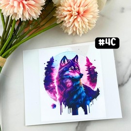 UV DTF DECALS, 4" height, Cup Decals, Cup Stickers, Cup Decor:_#4C - Wolf (full moon)