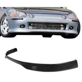 IKON MOTORSPORTS Front Bumper Lip, Compatible with 1993-1997 Honda Civic del Sol, TR Style Unpainted Black PU Polyurethane Air Dam Chin Spoiler Protector Splitter