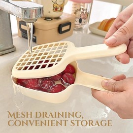 Acpetdr Sieve Basket with Handle, Kitchen Draining Sieve, Basket Fruit Washing Sieve, Portable Fruit Washing Basket for Berries and Grape Tomatoes Small Fruit Washing Sieve