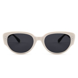 FEISEDY B1084 Women's Cat Eye Frame, Fox-Shaped, Small PC Frame, Lightweight, Retro, Stylish, Temperament, Sports, Fishing, Climbing, Driving, Photography, white