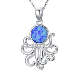 TACKAROR Ocean Necklace for Women - Sterling Silver Octopus/Stingray/Turtle/Wave/Shark/Whale Pendant Necklace Ocean Jewelry for Her(A)