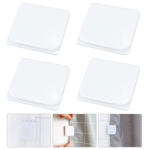 Favengo 4 PCS Duschvorhang Clips Plastik Selbstklebend Duschvorhang Klammern Wand