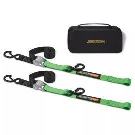 Swift Grip Cam Buckle Tie Down Kit (2) 1.5"x 8' Heavy Duty Cargo Tie-Downs Green