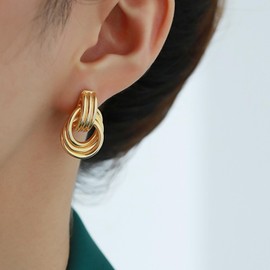 Gold Statement Geometric Knot Dangle Drop Earrings for Women 18K Chunky Hollow Long Twisted Link Stud Earring Dupes Trendy Fashion Jewelry Gift for Women