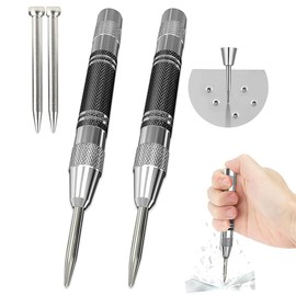 Aililong Centre Punch, Automatic Tool with 2 Replacement Tips for Metal, Wood, Glass and Steel Sheets, Pack of 2, 130 mm x 12 mm