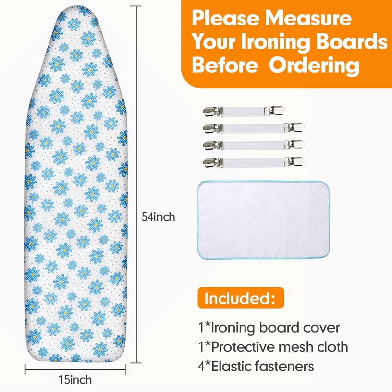 Ironing Board Cover and Pad, 15x54 Standard Size Thick Iron