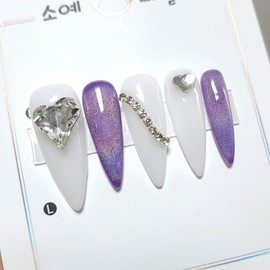 (3 colors) Aurora point magnetHandmade nail tip - Almond / (3컬러)오로라 포인트 자석수제네일팁 - 아몬드