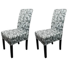 Trimming Shop Black Short Spandex Chair Cover with Flowers Design for Chiavari, ESS, Wedding, Banquet Chairs, Stretchable and Elastic Removable Protective Cover, 1pc