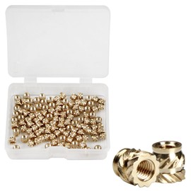 Aicosineg Insert Nuts M3 x 3mm(L) x 4mm(OD) 100pcs Knurled Nuts 3D Printed Brass Nuts with Knobs Female Thread Brass Rust Resistant Thermal Conductive Embedded Nuts Screw Knurling Heat Embedded Nuts